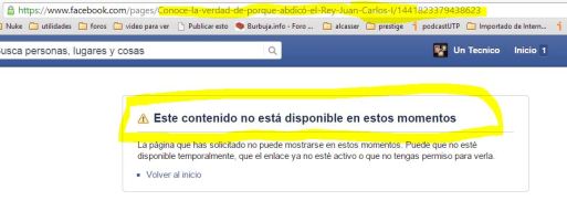pagina de FB donde el Sr Arnau de la nuez publicaba datos de los supuestos escandalos del Rey