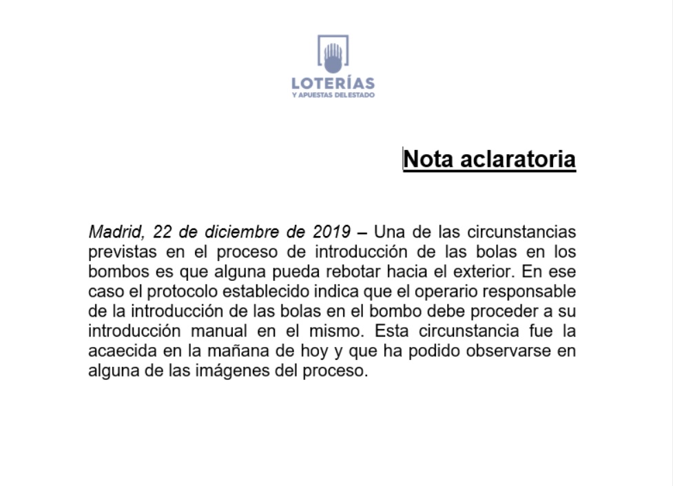 Nota aclaratoria Loteria Navidad